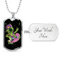 Skater Alien Necklace UFO Alien Fan Gift Stainless Steel or 18k Gold Dog Tag 24" Chain-Express Your Love Gifts