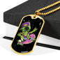 Skater Alien Necklace UFO Alien Fan Gift Stainless Steel or 18k Gold Dog Tag 24" Chain-Express Your Love Gifts
