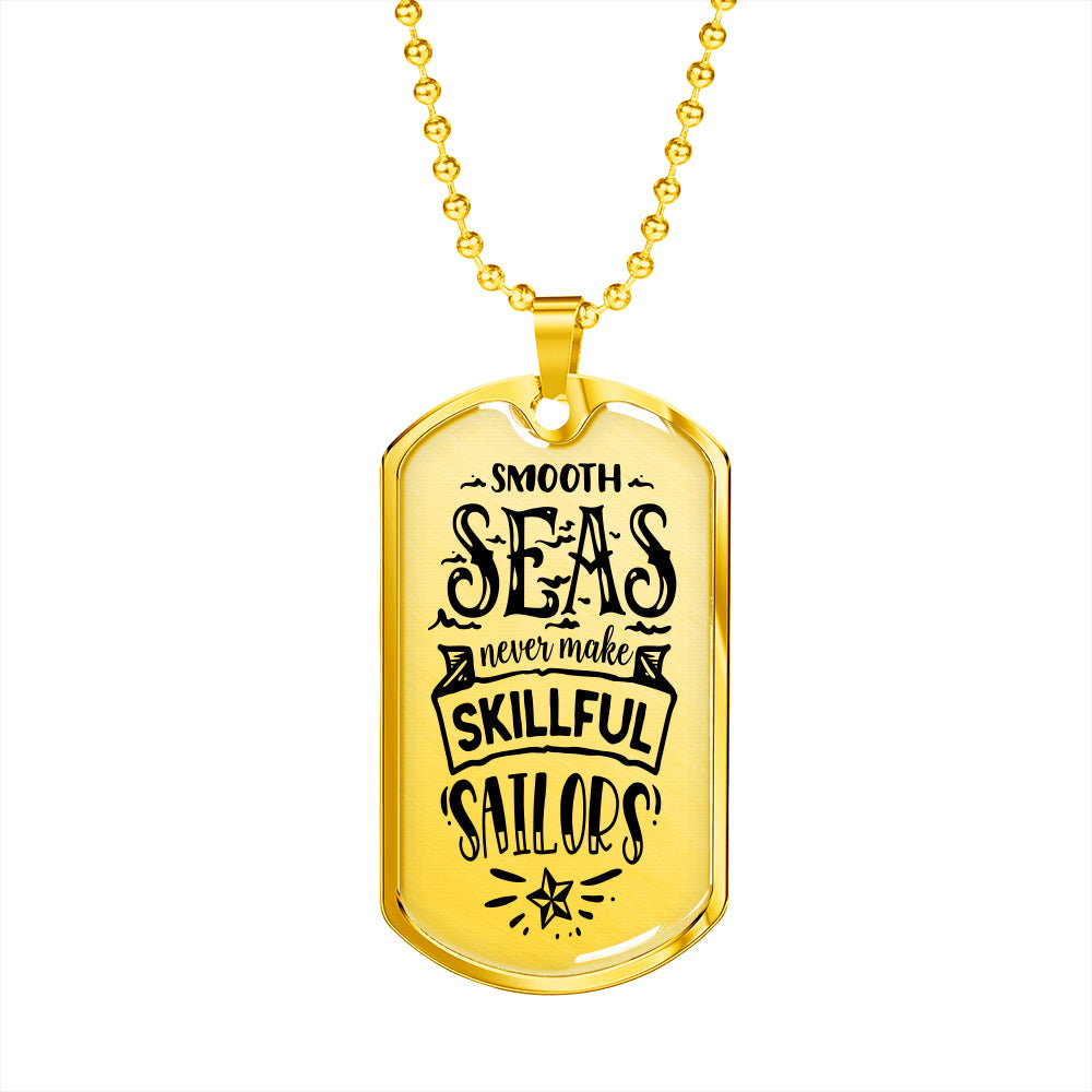 Skillfull Sailors Necklace Stainless Steel or 18k Gold Dog Tag 24" Chain-Express Your Love Gifts