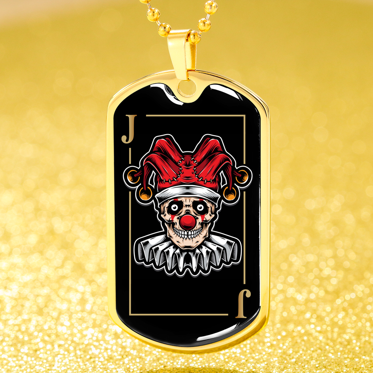 Skull Joker Dog Tag Stainless Steel or 18k Gold 24" Chain-Express Your Love Gifts