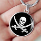 Skull Pirate Circle Necklace Stainless Steel or 18k Gold 18-22"-Express Your Love Gifts