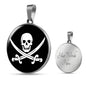 Skull Pirate Circle Necklace Stainless Steel or 18k Gold 18-22"-Express Your Love Gifts