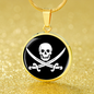 Skull Pirate Circle Necklace Stainless Steel or 18k Gold 18-22"-Express Your Love Gifts