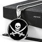 Skull Pirate Circle Necklace Stainless Steel or 18k Gold 18-22"-Express Your Love Gifts