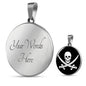 Skull Pirate Circle Necklace Stainless Steel or 18k Gold 18-22"-Express Your Love Gifts
