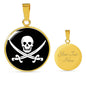 Skull Pirate Circle Necklace Stainless Steel or 18k Gold 18-22"-Express Your Love Gifts
