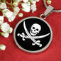 Skull Pirate Circle Necklace Stainless Steel or 18k Gold 18-22"-Express Your Love Gifts