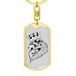 Skull Poker Gambler Keychain Stainless Steel or 18k Gold Dog Tag Keyring-Express Your Love Gifts