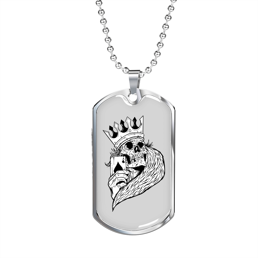 Skull Poker Gambler Necklace Stainless Steel or 18k Gold Dog Tag 24-Express Your Love Gifts