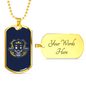 Skull Police Necklace Stainless Steel or 18k Gold Dog Tag 24"-Express Your Love Gifts