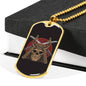 Skull Samurai Necklace Stainless Steel or 18k Gold Dog Tag 24" Chain-Express Your Love Gifts