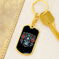 Skull With Samurai Helmet Keychain Dog Tag Stainless Steel or 18k Gold-Express Your Love Gifts