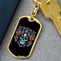 Skull With Samurai Helmet Keychain Dog Tag Stainless Steel or 18k Gold-Express Your Love Gifts