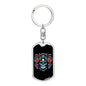 Skull With Samurai Helmet Keychain Dog Tag Stainless Steel or 18k Gold-Express Your Love Gifts