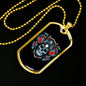 Skull With Samurai Helmet Necklace Stainless Steel or 18k Gold Dog Tag 24" Chain-Express Your Love Gifts