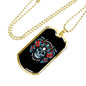 Skull With Samurai Helmet Necklace Stainless Steel or 18k Gold Dog Tag 24" Chain-Express Your Love Gifts