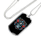 Skull With Samurai Helmet Necklace Stainless Steel or 18k Gold Dog Tag 24" Chain-Express Your Love Gifts