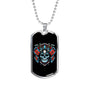 Skull With Samurai Helmet Necklace Stainless Steel or 18k Gold Dog Tag 24" Chain-Express Your Love Gifts