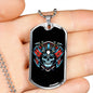 Skull With Samurai Helmet Necklace Stainless Steel or 18k Gold Dog Tag 24" Chain-Express Your Love Gifts