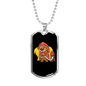 Sloth Firefighter Holding Hose Necklace Stainless Steel or 18k Gold Dog Tag 24" Chain-Express Your Love Gifts