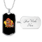 Sloth Firefighter Holding Hose Necklace Stainless Steel or 18k Gold Dog Tag 24" Chain-Express Your Love Gifts