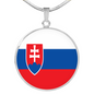 Slovakia Flag Necklace Circle Pendant Stainless Steel or 18k Gold 18-22"-Express Your Love Gifts