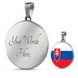 Slovakia Flag Necklace Circle Pendant Stainless Steel or 18k Gold 18-22"-Express Your Love Gifts