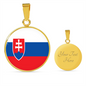 Slovakia Flag Necklace Circle Pendant Stainless Steel or 18k Gold 18-22"-Express Your Love Gifts