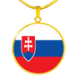 Slovakia Flag Necklace Circle Pendant Stainless Steel or 18k Gold 18-22"-Express Your Love Gifts