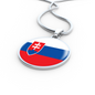 Slovakia Flag Necklace Circle Pendant Stainless Steel or 18k Gold 18-22"-Express Your Love Gifts