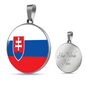 Slovakia Flag Necklace Circle Pendant Stainless Steel or 18k Gold 18-22"-Express Your Love Gifts