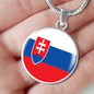 Slovakia Flag Necklace Circle Pendant Stainless Steel or 18k Gold 18-22"-Express Your Love Gifts