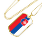 Slovakia Flag Necklace Stainless Steel or 18k Gold Dog Tag 24" Chain-Express Your Love Gifts
