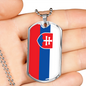 Slovakia Flag Necklace Stainless Steel or 18k Gold Dog Tag 24" Chain-Express Your Love Gifts