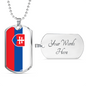 Slovakia Flag Necklace Stainless Steel or 18k Gold Dog Tag 24" Chain-Express Your Love Gifts