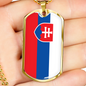 Slovakia Flag Necklace Stainless Steel or 18k Gold Dog Tag 24" Chain-Express Your Love Gifts