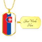 Slovakia Flag Necklace Stainless Steel or 18k Gold Dog Tag 24" Chain-Express Your Love Gifts