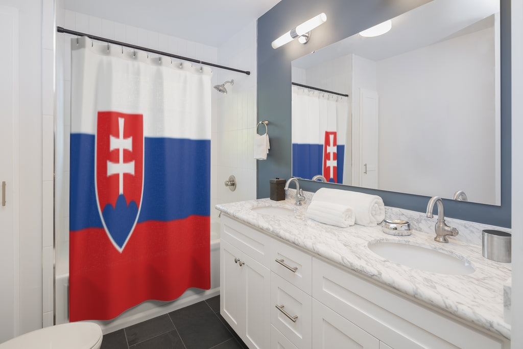 Slovakia Flag Stylish Design 71" x 74" Elegant Waterproof Shower Curtain for a Spa-like Bathroom Paradise Exceptional Craftsmanship-Express Your Love Gifts