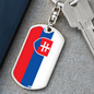 Slovakia Flag Swivel Keychain Dog Tag Stainless Steel or 18k Gold-Express Your Love Gifts