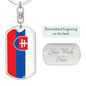 Slovakia Flag Swivel Keychain Dog Tag Stainless Steel or 18k Gold-Express Your Love Gifts