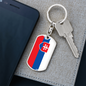 Slovakia Flag Swivel Keychain Dog Tag Stainless Steel or 18k Gold-Express Your Love Gifts