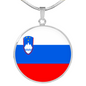 Slovenia Flag Necklace Circle Pendant Stainless Steel or 18k Gold 18-22"-Express Your Love Gifts