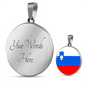 Slovenia Flag Necklace Circle Pendant Stainless Steel or 18k Gold 18-22"-Express Your Love Gifts