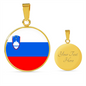 Slovenia Flag Necklace Circle Pendant Stainless Steel or 18k Gold 18-22"-Express Your Love Gifts