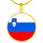 Slovenia Flag Necklace Circle Pendant Stainless Steel or 18k Gold 18-22"-Express Your Love Gifts