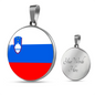 Slovenia Flag Necklace Circle Pendant Stainless Steel or 18k Gold 18-22"-Express Your Love Gifts