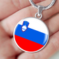 Slovenia Flag Necklace Circle Pendant Stainless Steel or 18k Gold 18-22"-Express Your Love Gifts