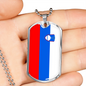 Slovenia Flag Necklace Stainless Steel or 18k Gold Dog Tag 24" Chain-Express Your Love Gifts