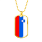 Slovenia Flag Necklace Stainless Steel or 18k Gold Dog Tag 24" Chain-Express Your Love Gifts