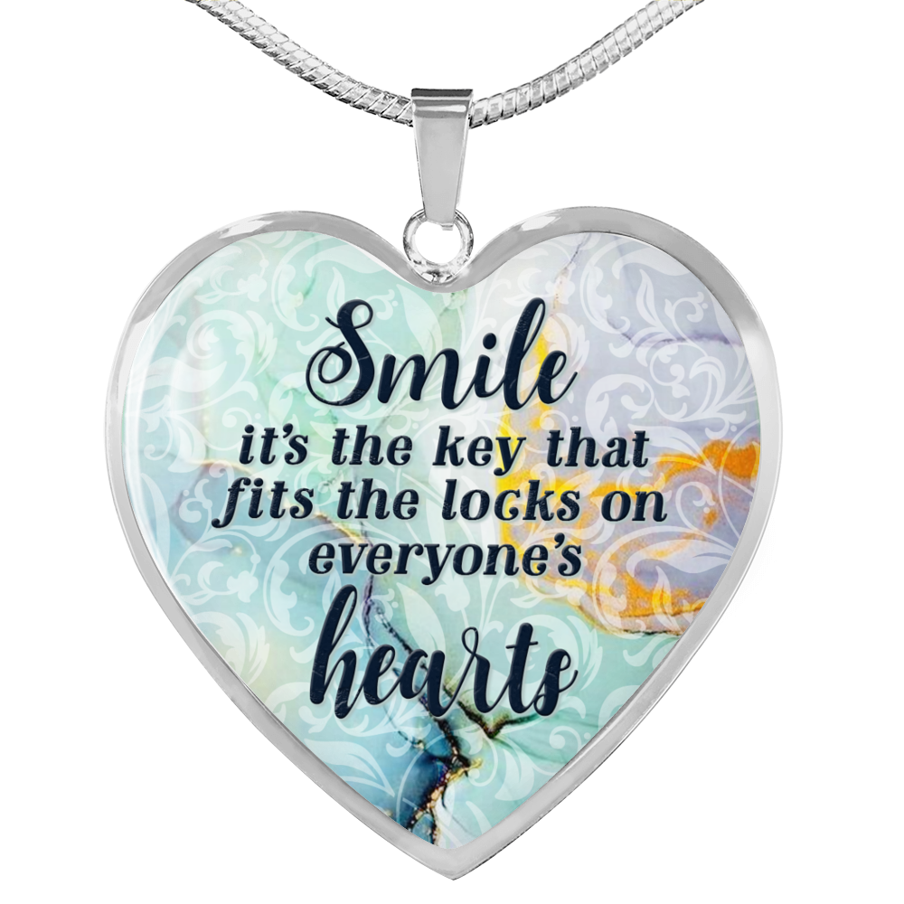 Smile Necklace Stainless Steel or 18k Gold Heart 18-22"-Express Your Love Gifts
